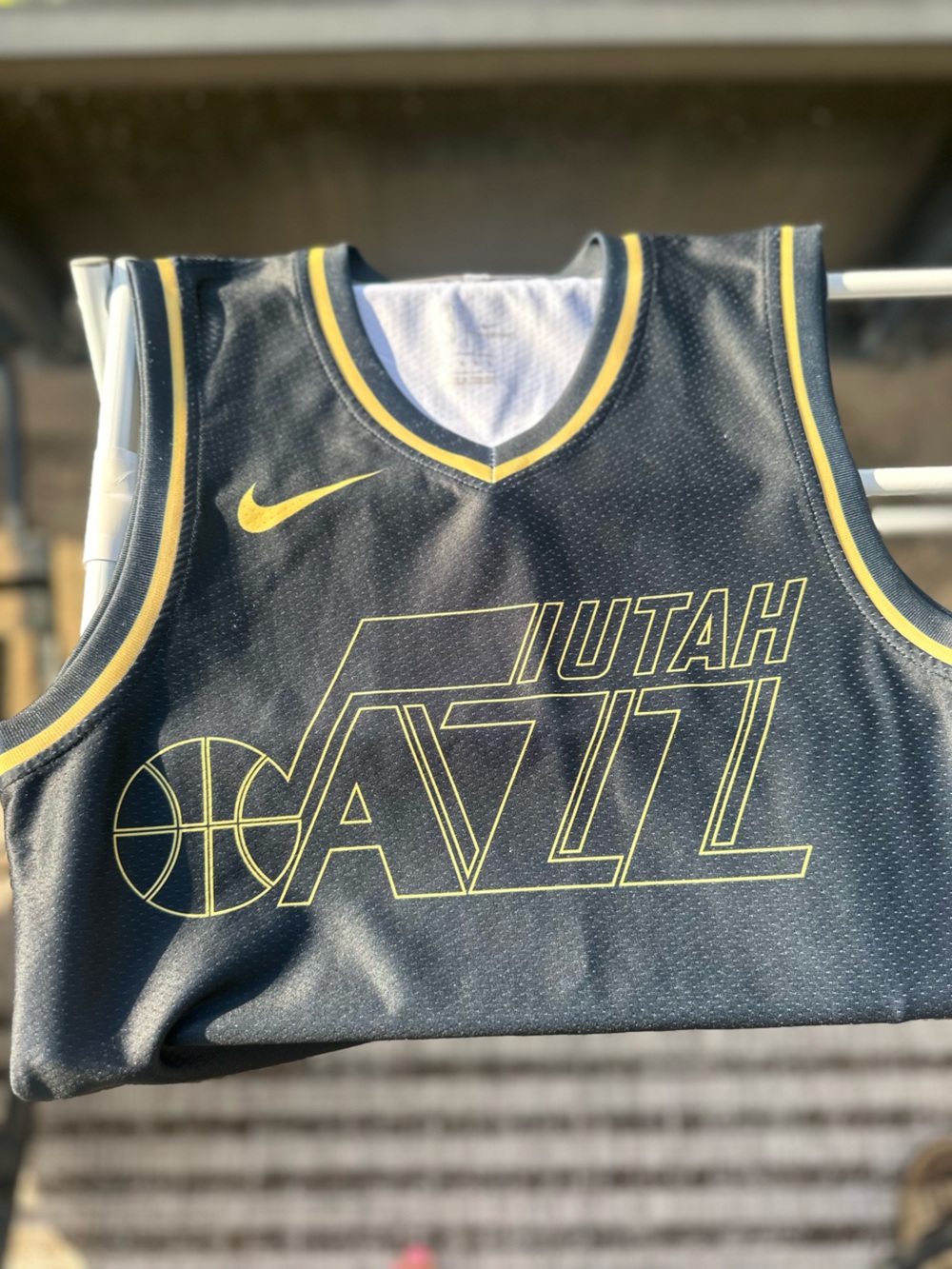 Nike Utah Jazz Black & Yellow Basketball Jersey Rudy Gobert